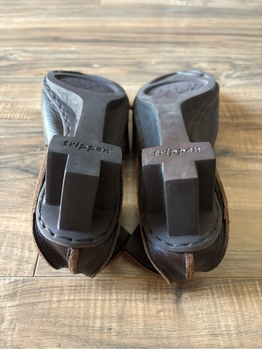 Trippen Avant Garde German Brown Leather Sculptural Heel Artisan Lagenlook EU 40